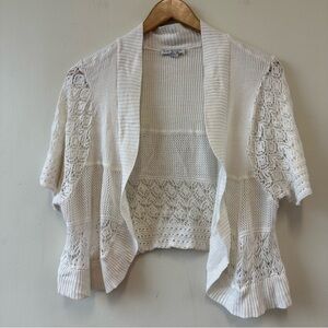 Kim Rogers y2k Fairy Cream Open-Front Lace Shrug